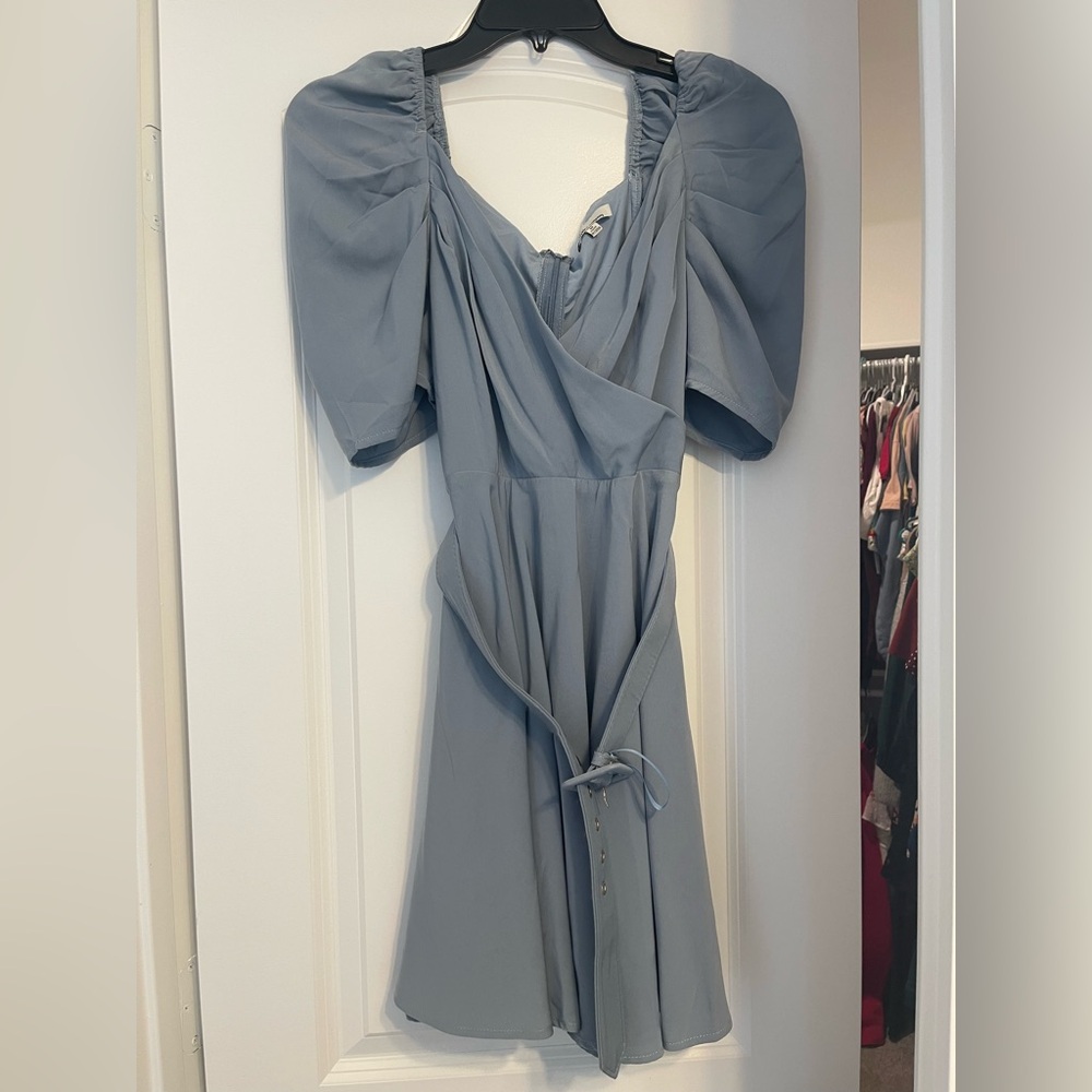 Blue Puff Sleeve Dress